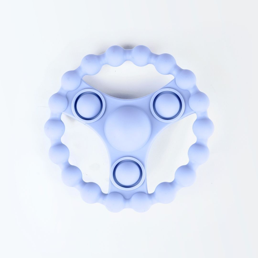 Anillo de dentición de silicona con Pop-it - Azul claro