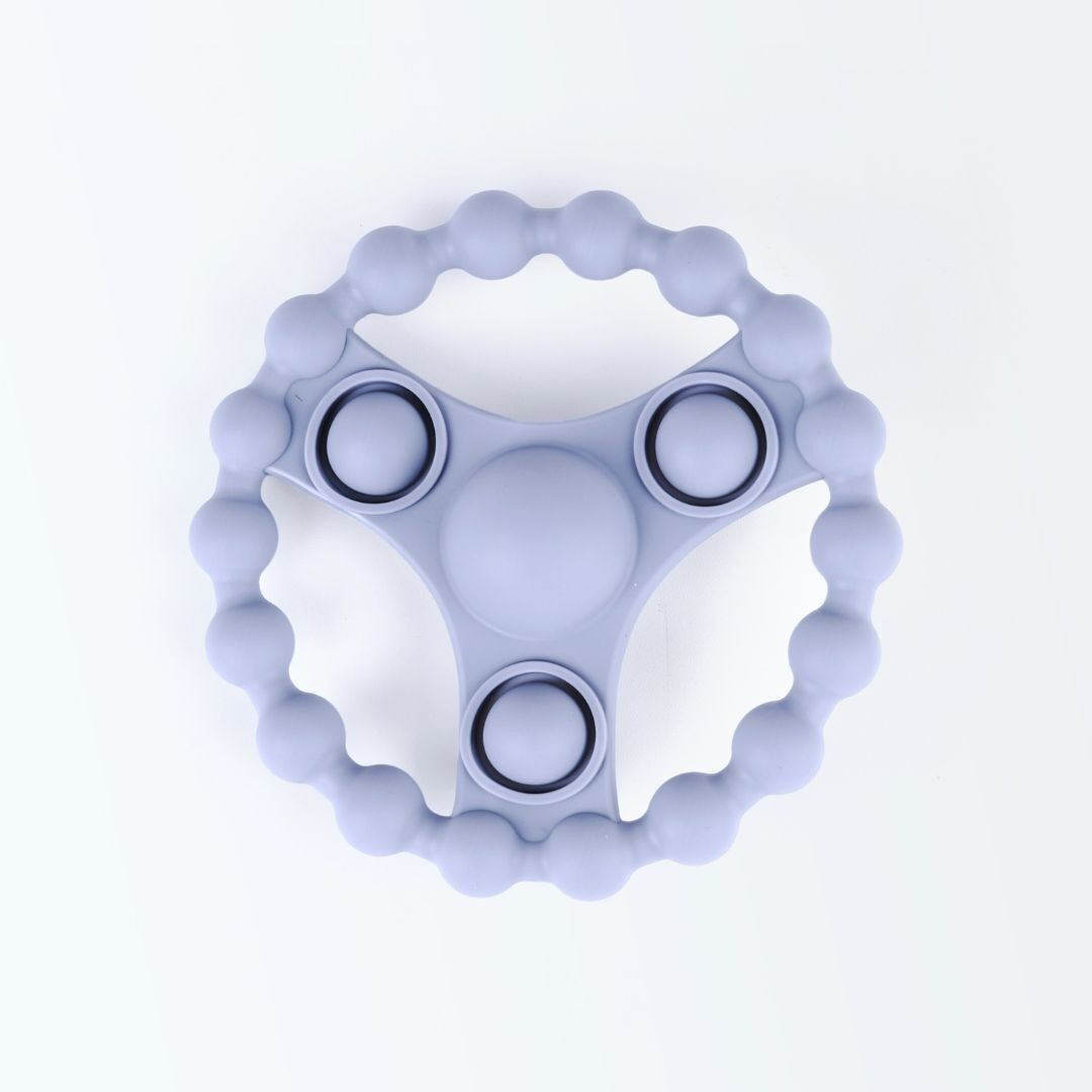 Anello da dentizione in silicone con Pop-it - Grigio-Blu