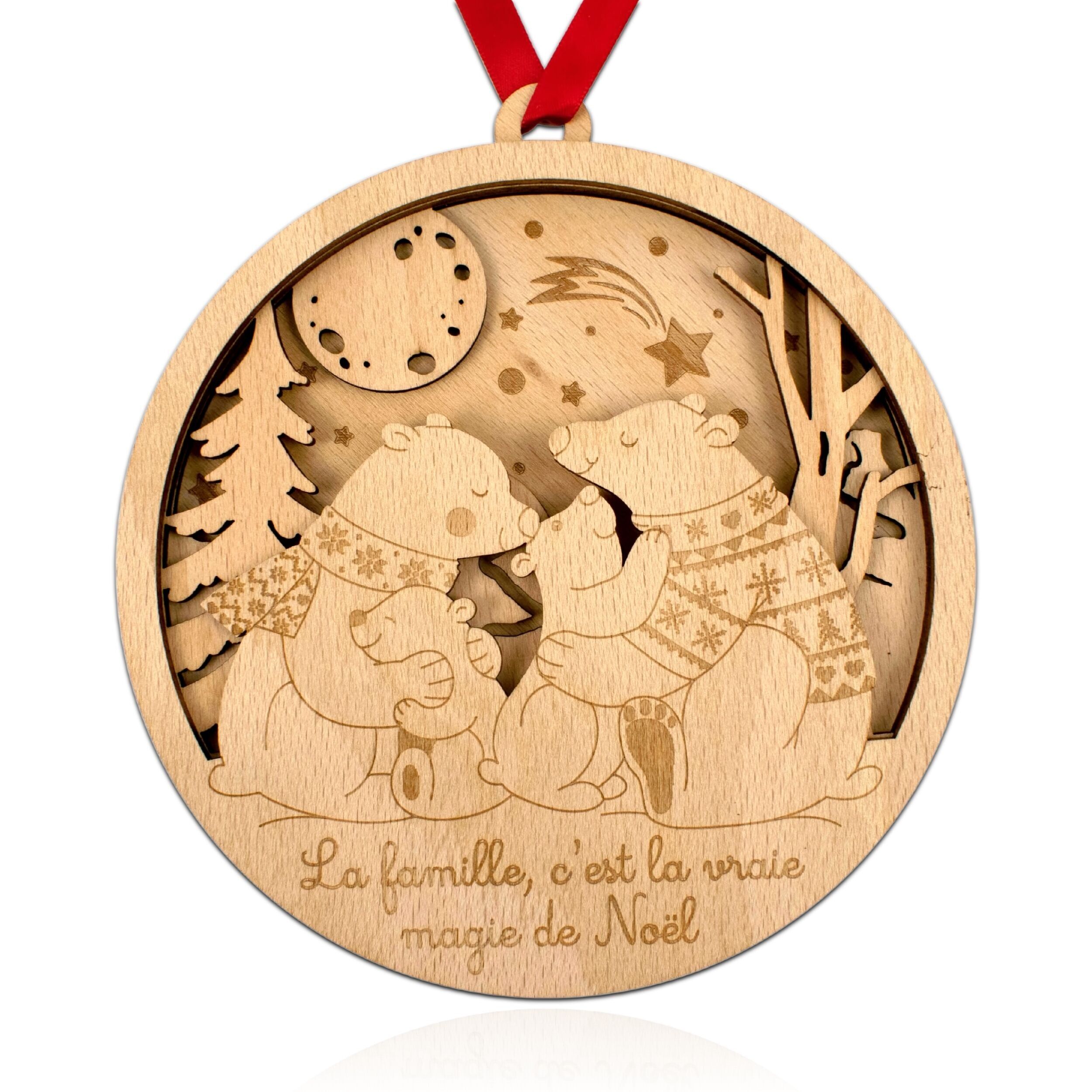 Maxi-Weihnachtskugel „Bärenfamilie“ (2+2) – Weihnachtsdekoration – Geschenkidee