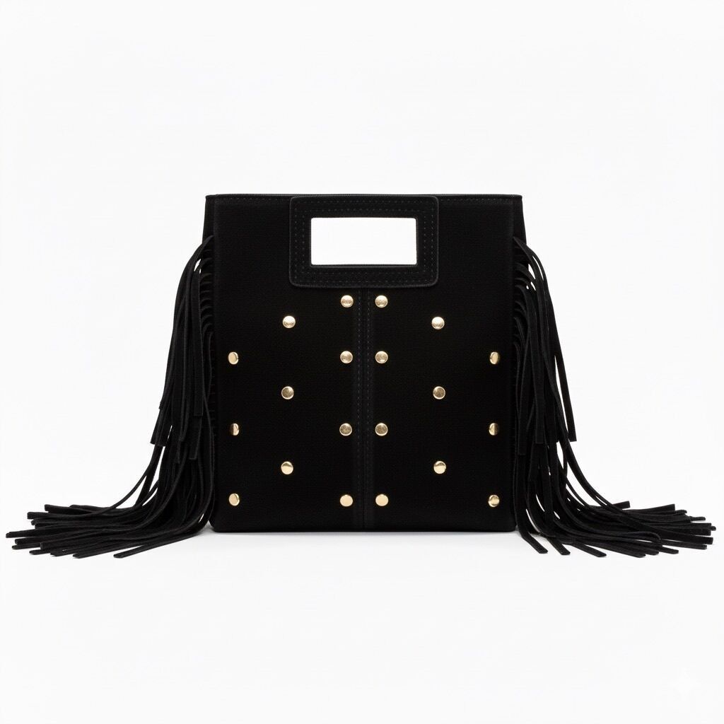 BORSA MARION IN CAMOSCIO CON BORCHIE ORO