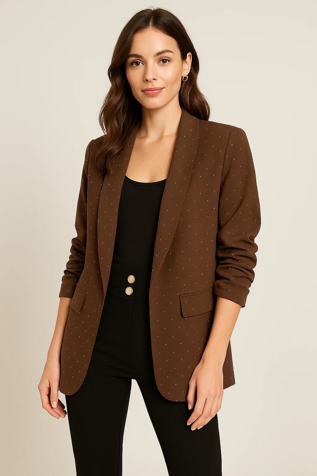 Blazer con maniche arricciate e strass Hotfix Sparkle