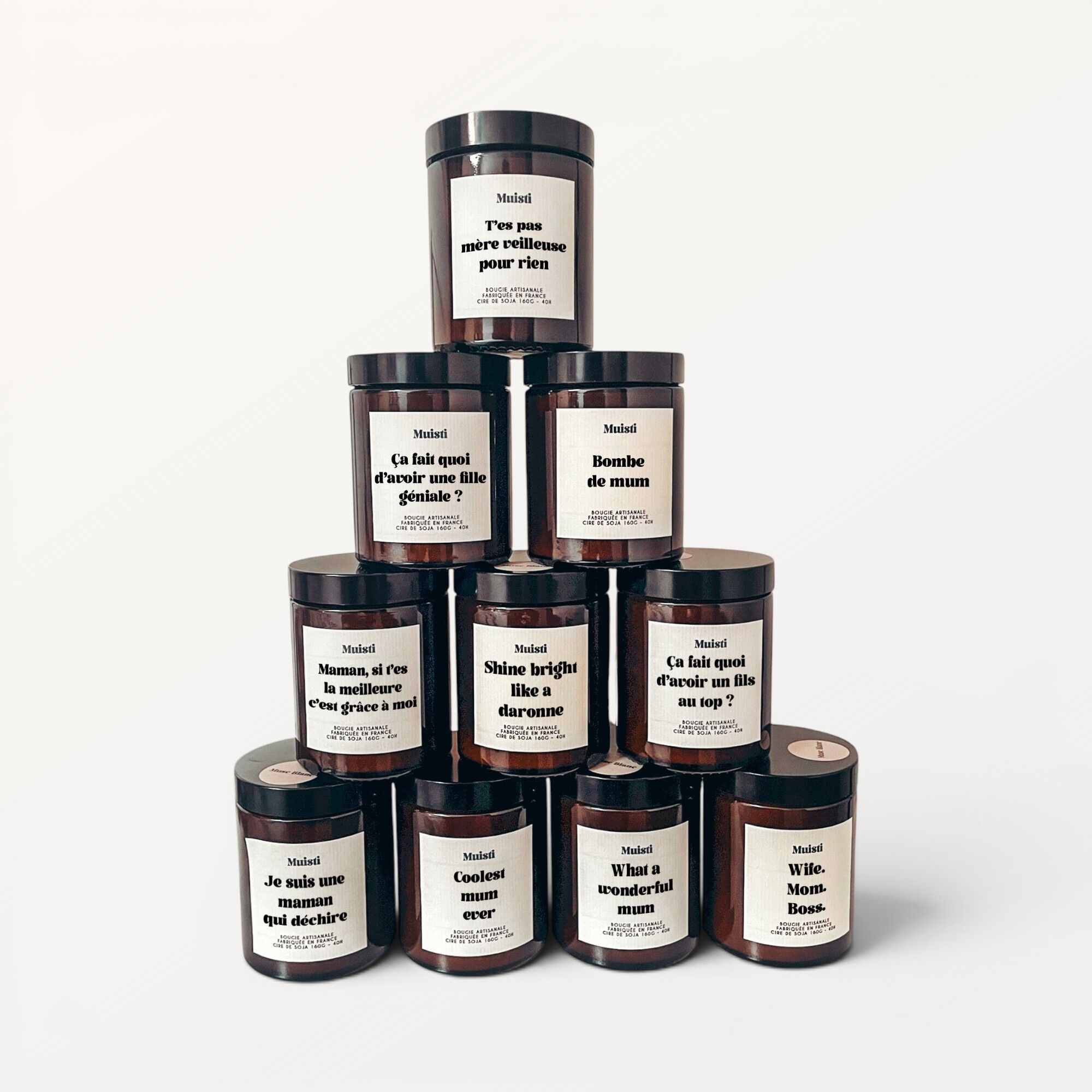 Mother's Day Starter Pack - Set of 10 scented message candles - Made in France - Vegetable soy wax