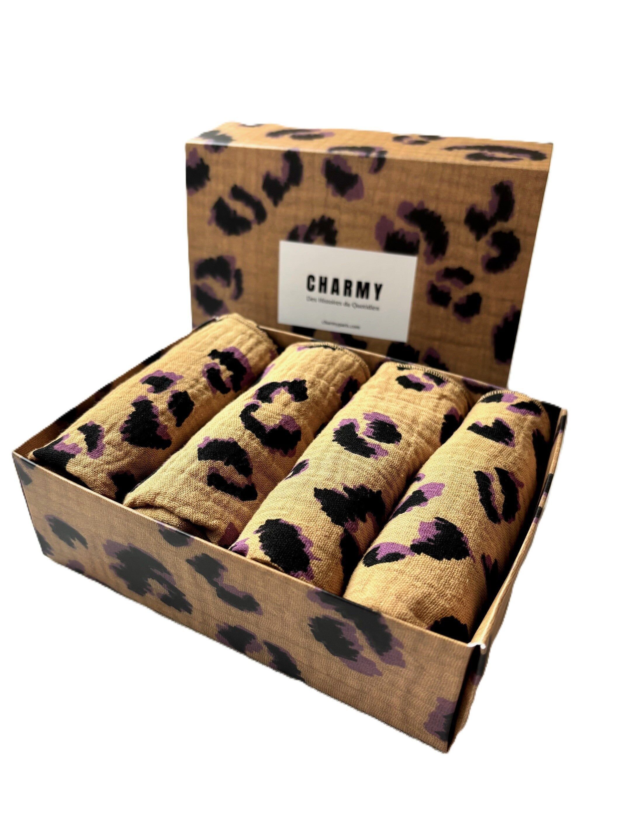 Set of 4 Napkins – Cotton Gauze – Leopard Print – 40x40 cm