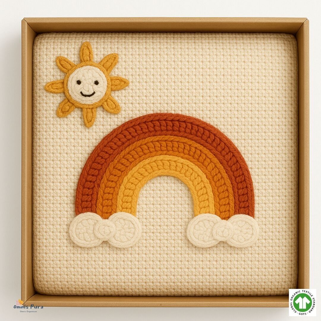 Organic GOTS-Certified 100% Cotton Baby Blanket–2D Crocheted