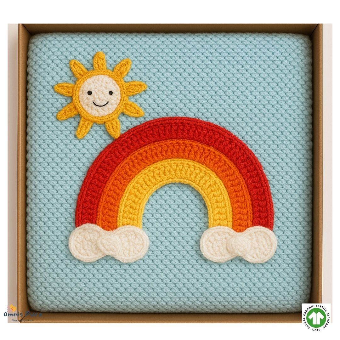 Organic GOTS-Certified 100% Cotton Baby Blanket–2D Crocheted