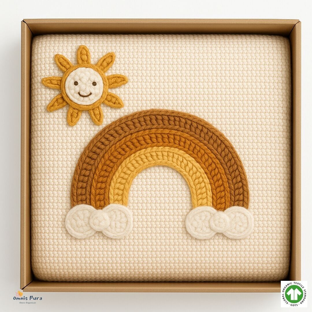 Organic GOTS-Certified 100% Cotton Baby Blanket–2D Crocheted