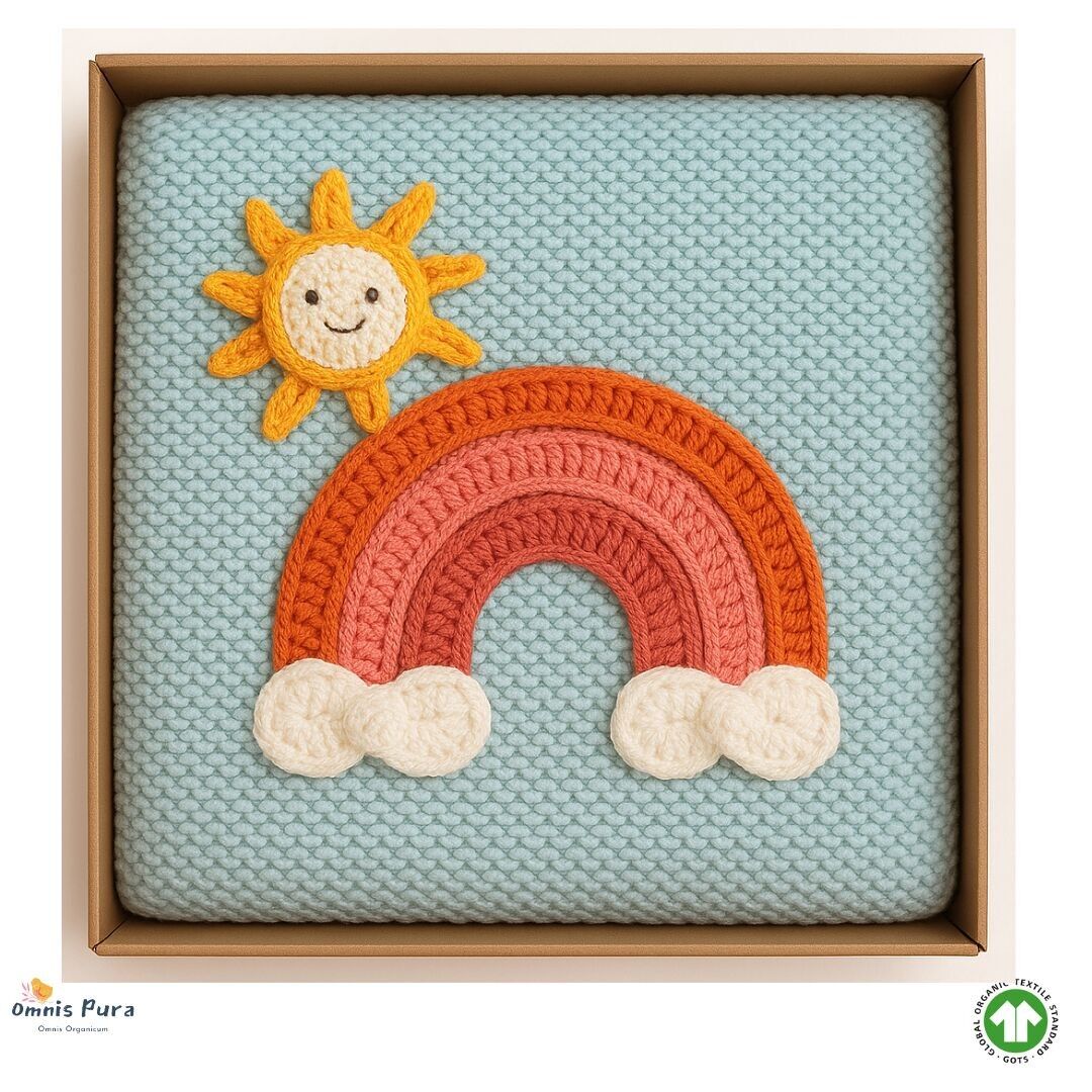 Organic GOTS-Certified 100% Cotton Baby Blanket–2D Crocheted