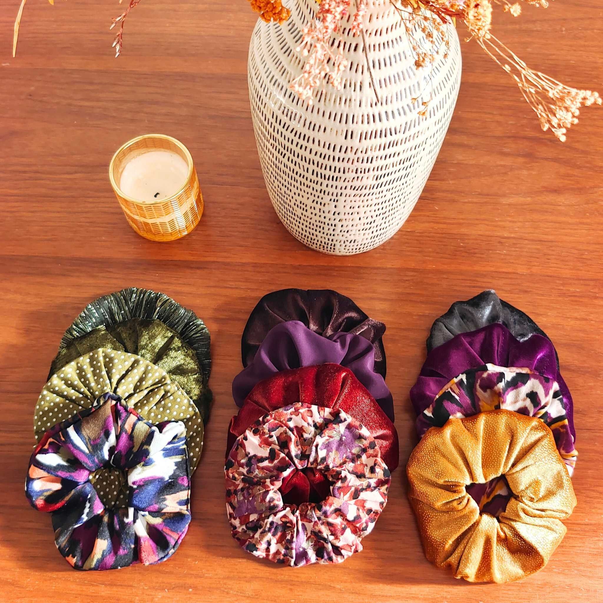 AUTUMN-WINTER SCRUNCHIES PACK / 12 New items in plain, printed and velvet colors