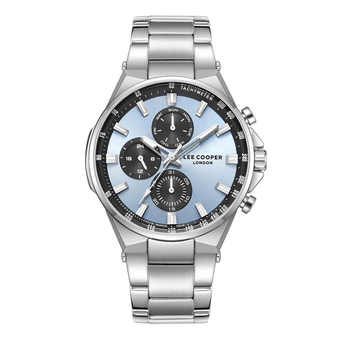 LeeCooper – JULES – LC08219 – Orologio da uomo – Orologio analogico – Movimento al quarzo multifunzione – Cassa rotonda in metallo argentato