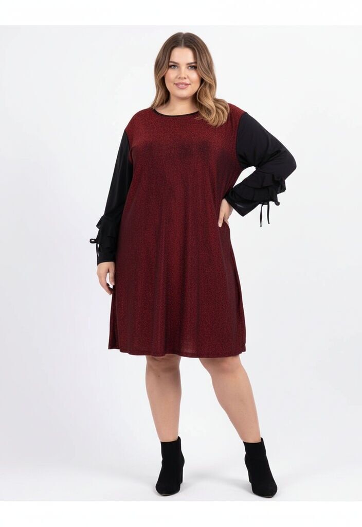 Vestido rojo de talla grande con diamantes de imitación (T3654)