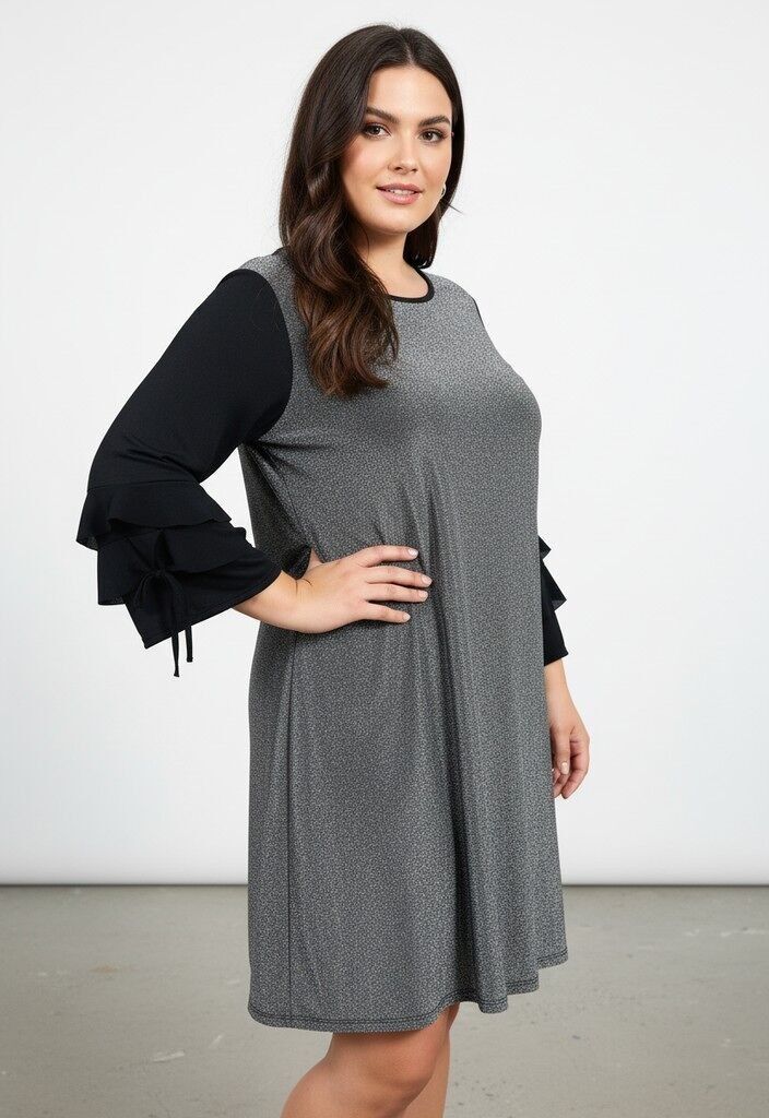 Vestido de talla grande con diamantes de imitación plateados (T3654)