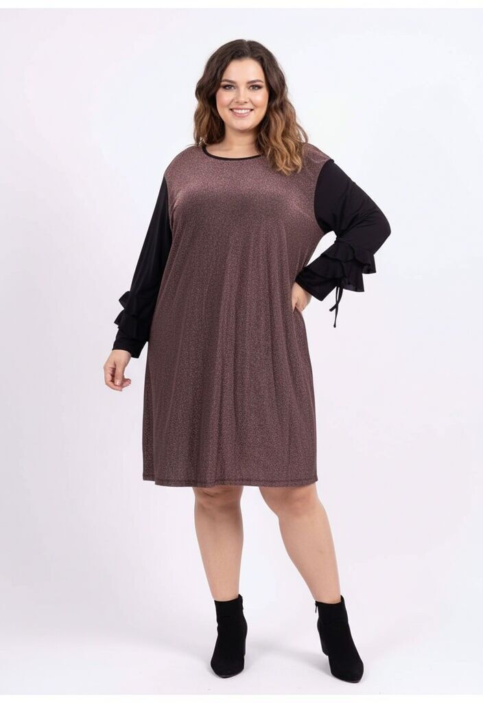 Vestido de talla grande con diamantes de imitación en bronce (T3654)