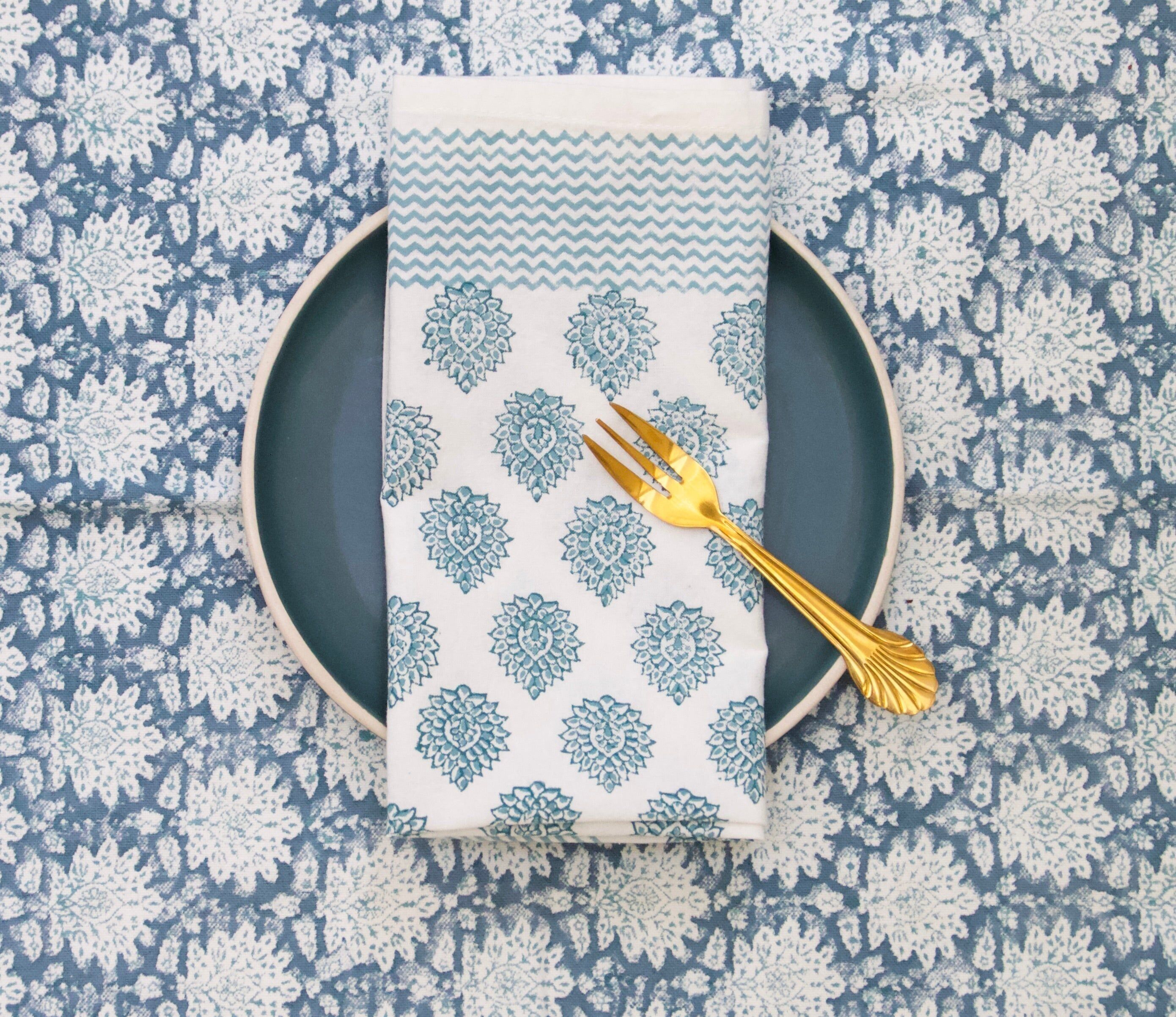 Servietten | 4er-Set | Little Lotus Blau