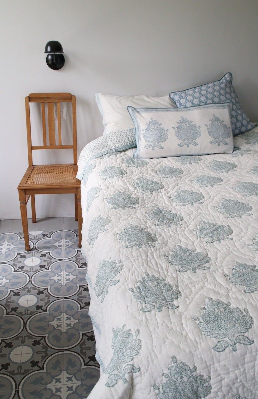 Handbedruckte Patchworkdecke | Baum des Lebens