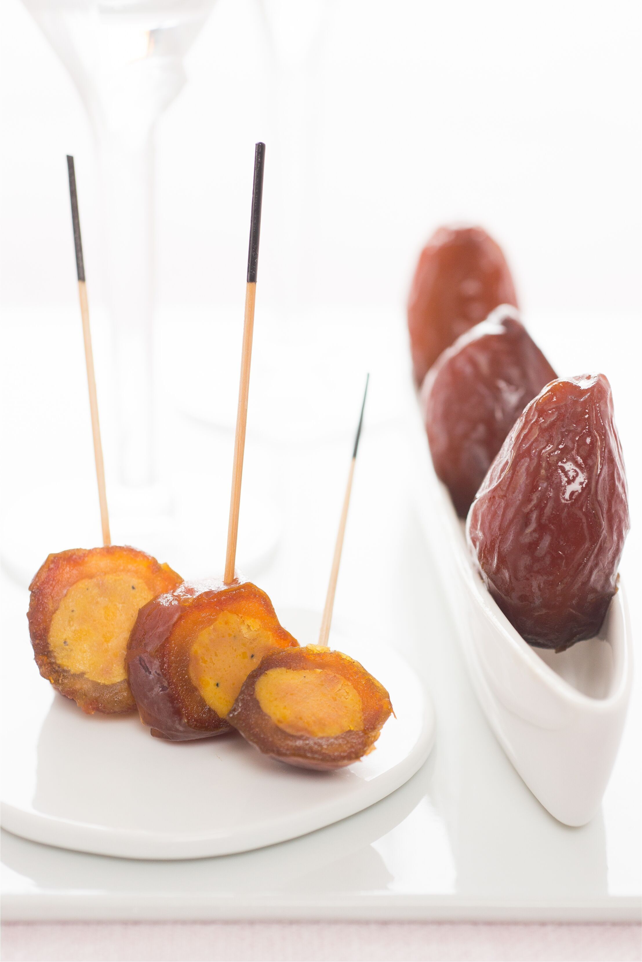 Dates stuffed with foie gras