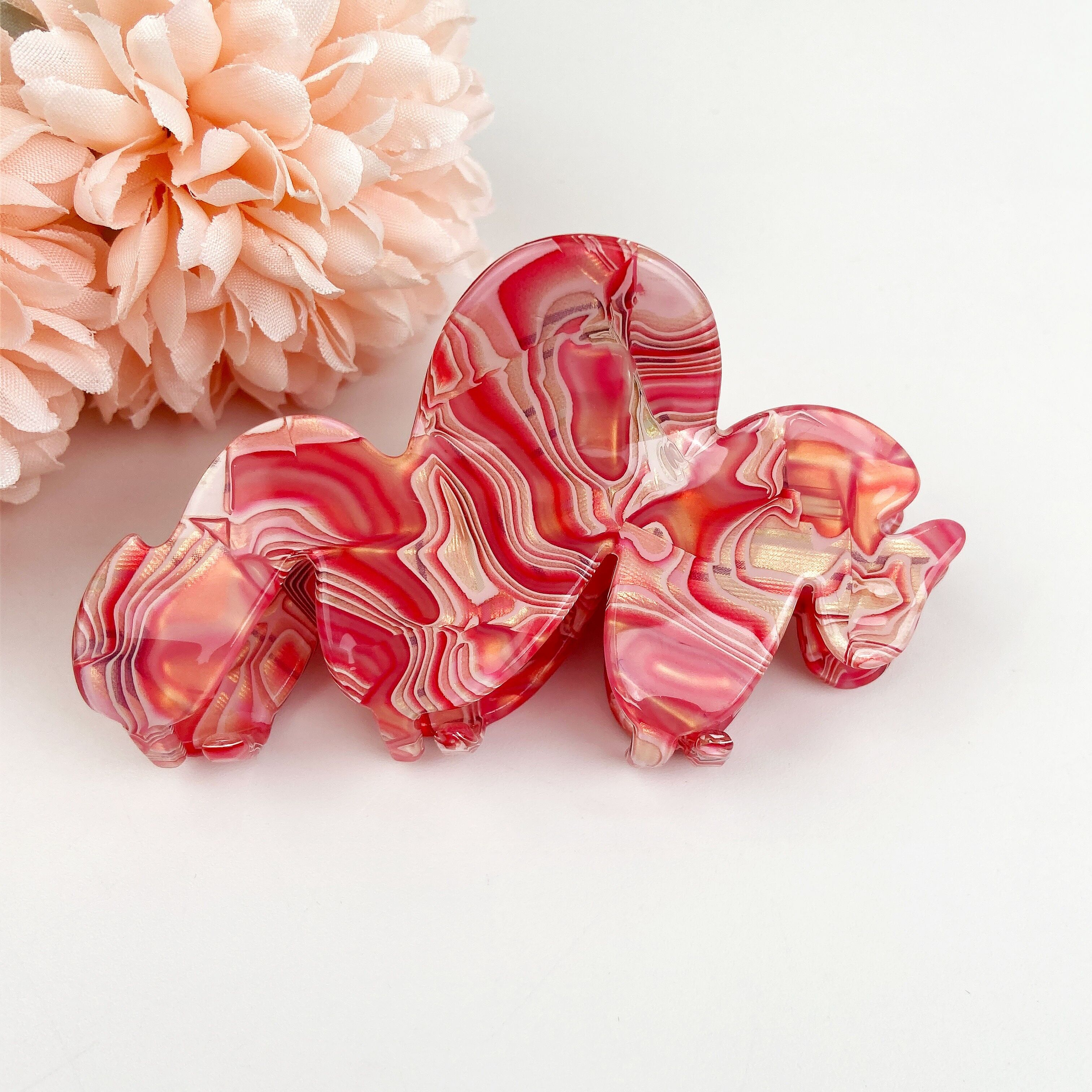 Gewellte, geometrische Haarspange aus Acetat