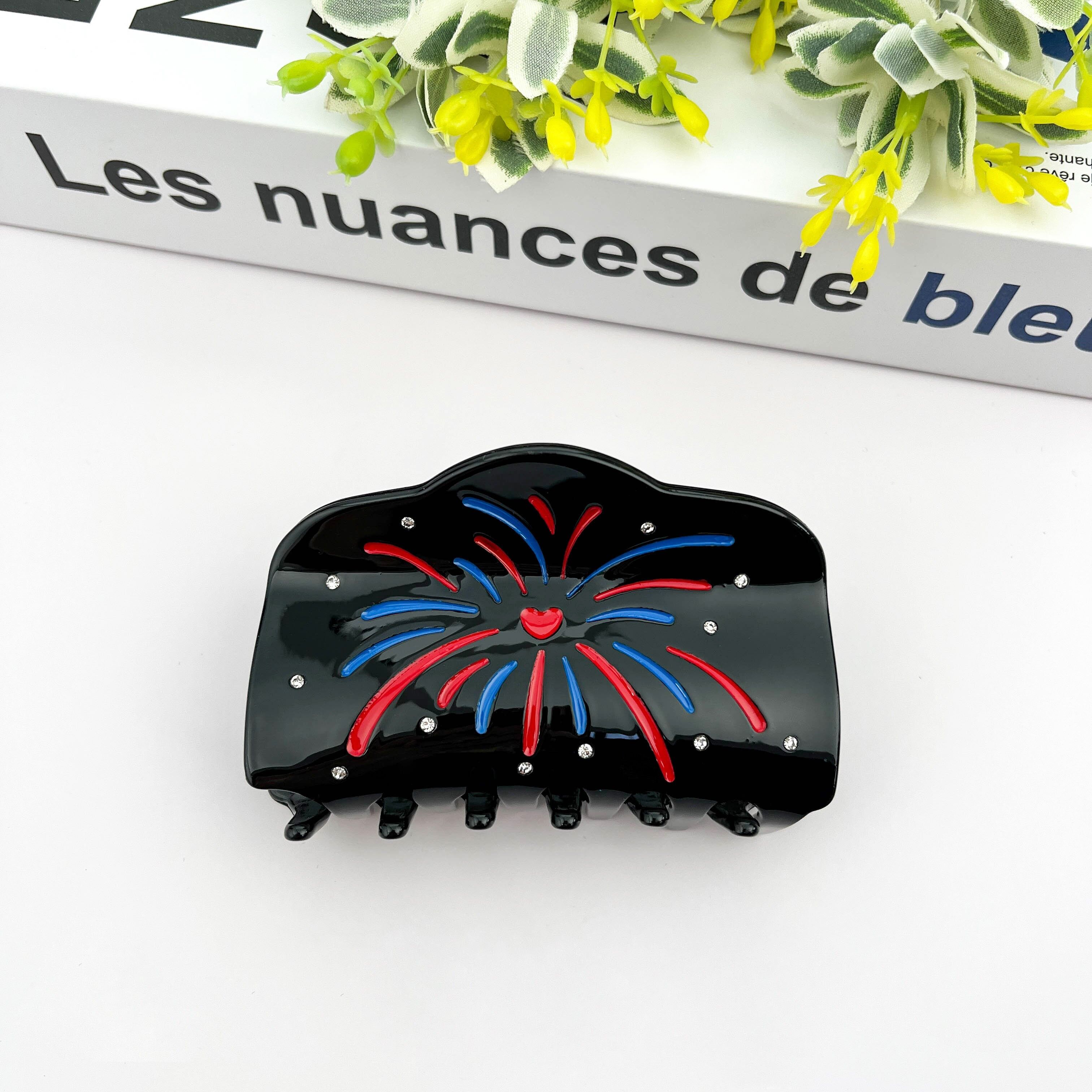 Schwarze Nachthimmel-Feuerwerks-Acetat-Haarkralle