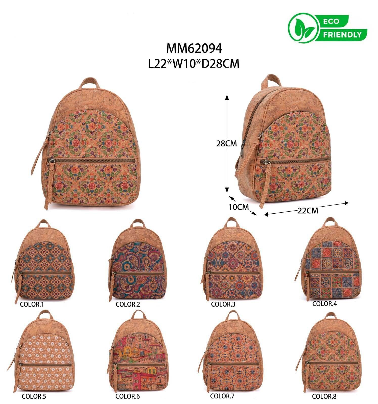 Zaino in sughero ecologico con tasche frontali