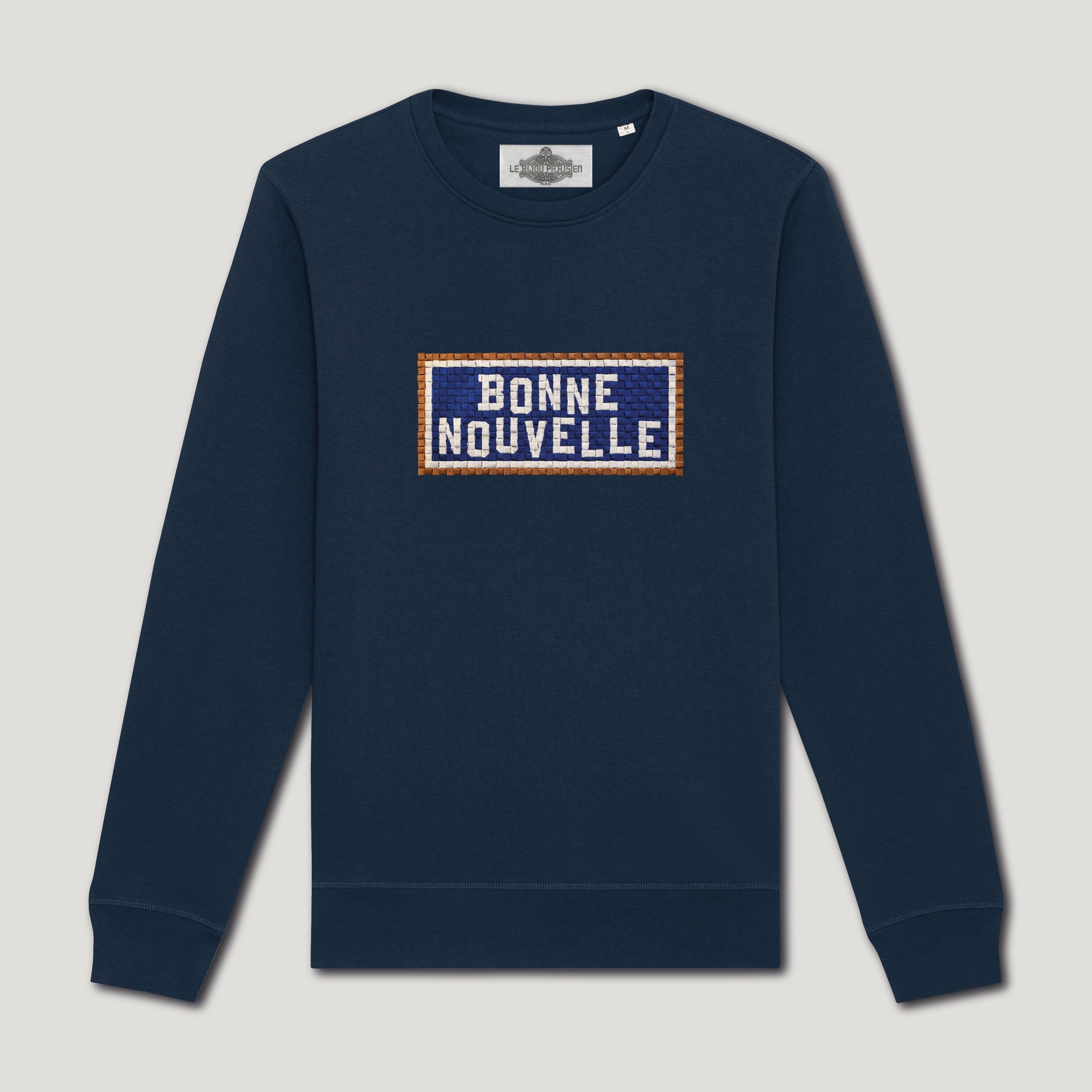 Embroidered Organic Cotton Sweatshirt - Good News - Navy