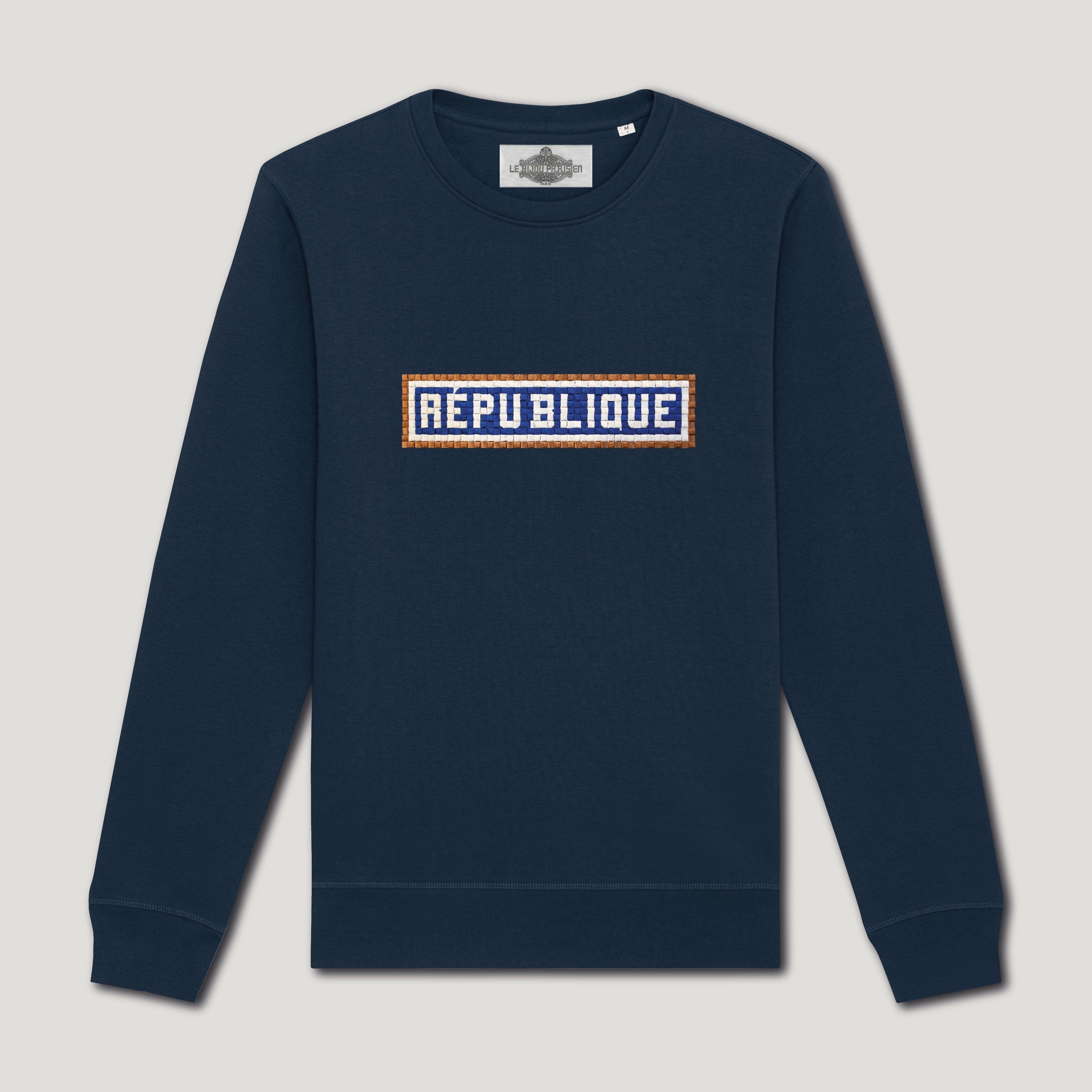 Embroidered Organic Cotton Sweatshirt - Republic - Navy