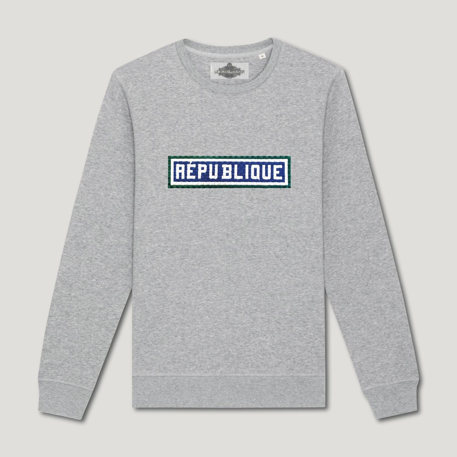 Embroidered Organic Cotton Sweatshirt - Republic - Grey