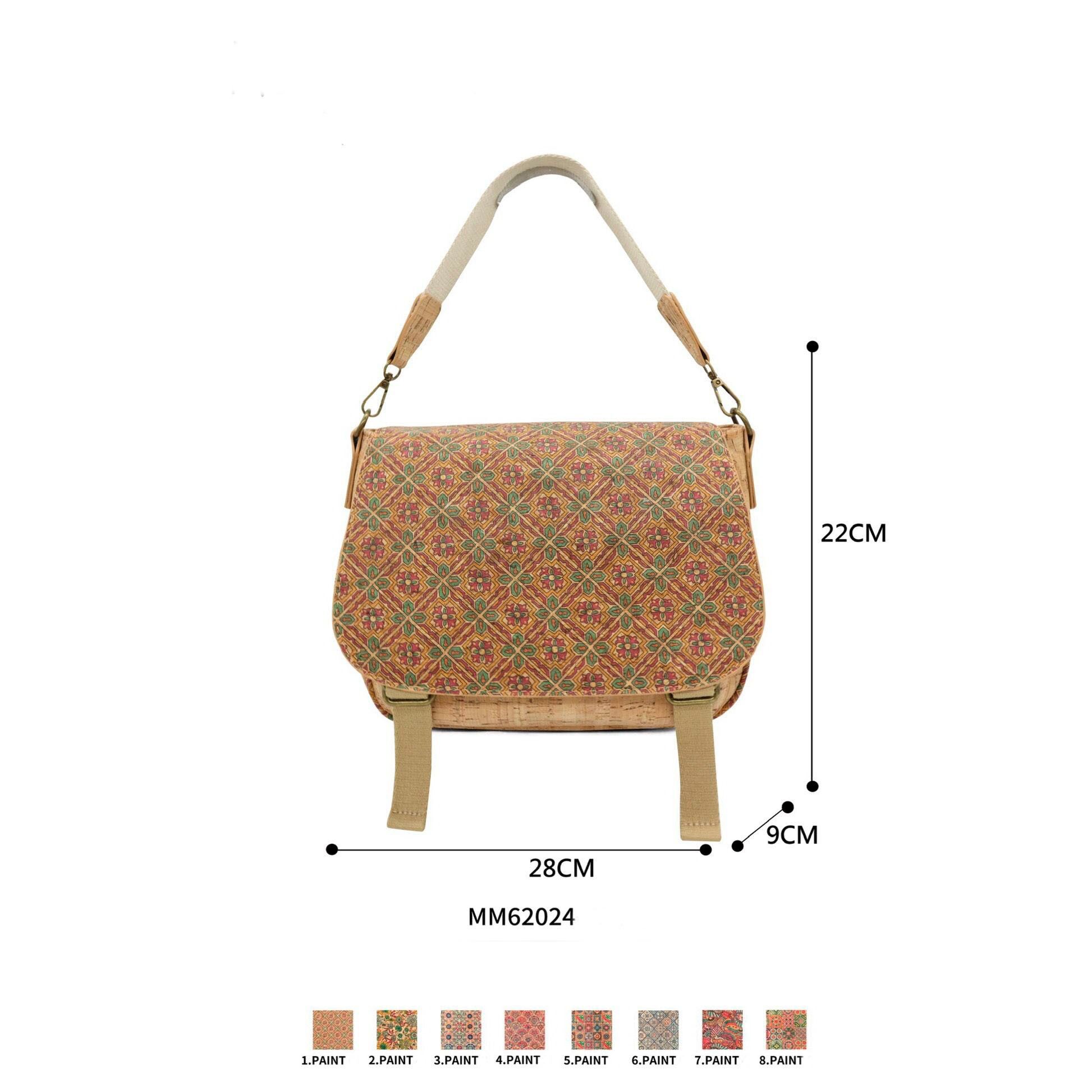 Borsa a tracolla ecologica in sughero per l'università