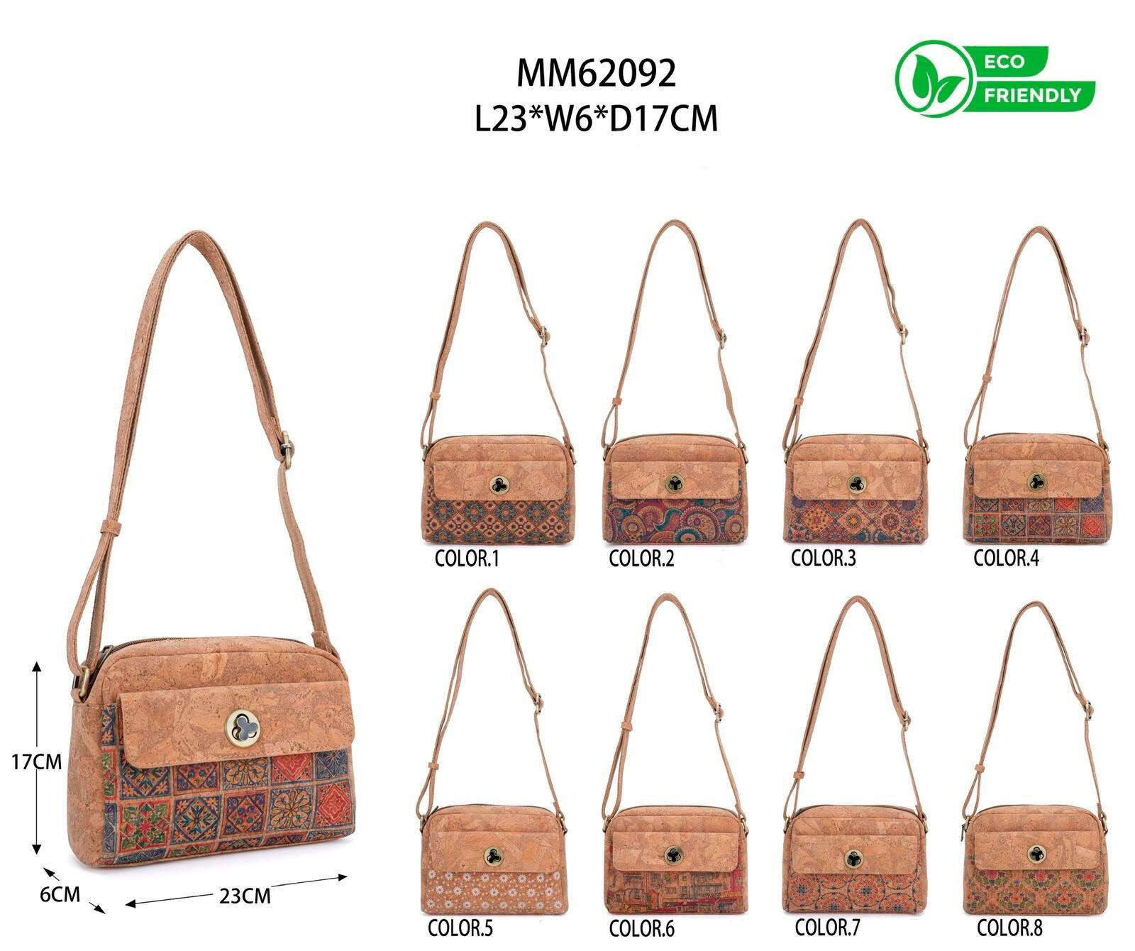 Borsa a tracolla in sughero ecologica con patta frontale