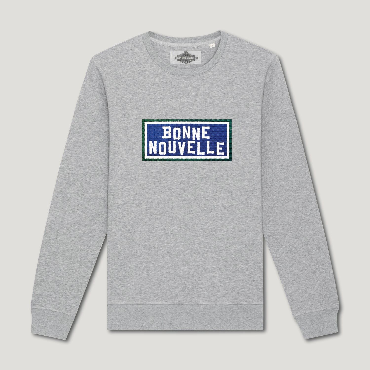 Embroidered Organic Cotton Sweatshirt - Good News - Grey