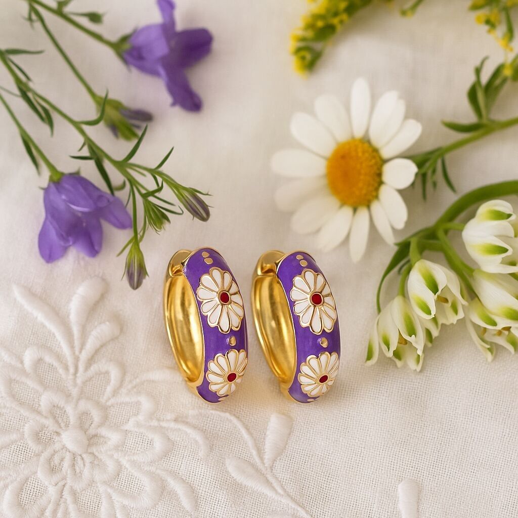 Bohemian floral hopp earrings