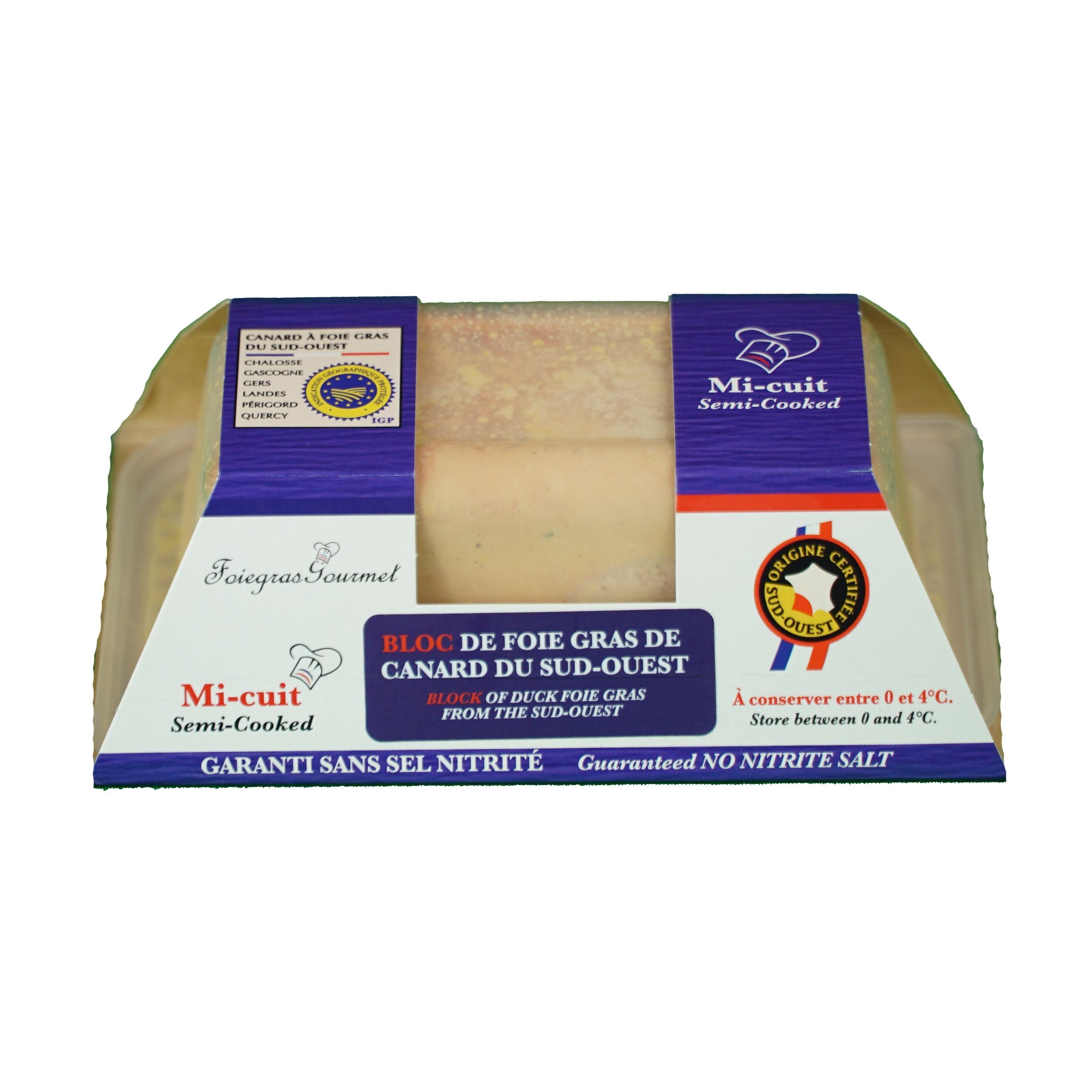 Blocco di foie gras d'anatra semicotto del sud-ovest 250 g