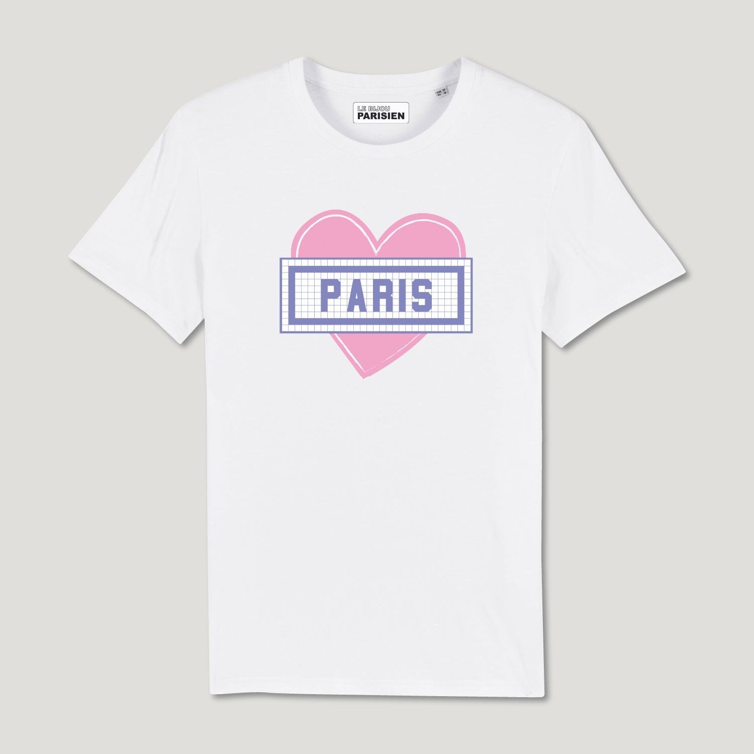 PRINTED ORGANIC COTTON T-SHIRT - PARIS HEART - WHITE