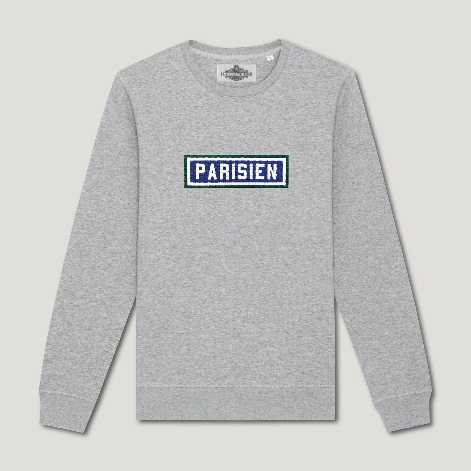 Embroidered organic cotton sweatshirt - Parisian style - grey