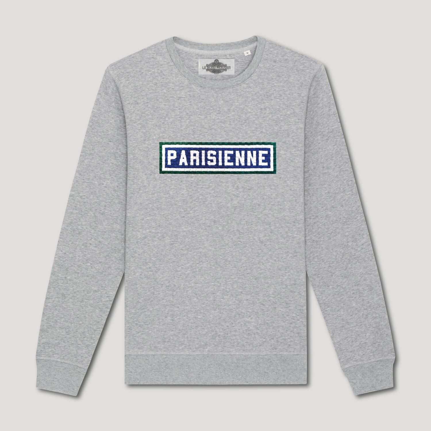 Embroidered Organic Cotton Sweatshirt - Parisienne - Grey