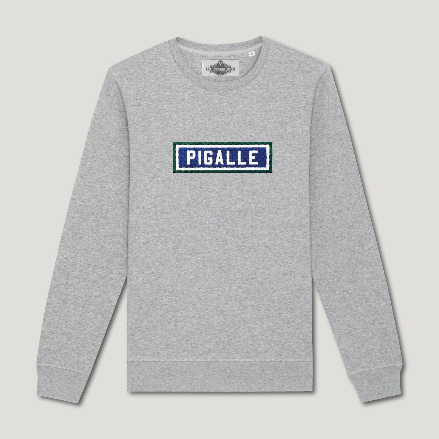 Embroidered Organic Cotton Sweatshirt - Pigalle - Grey