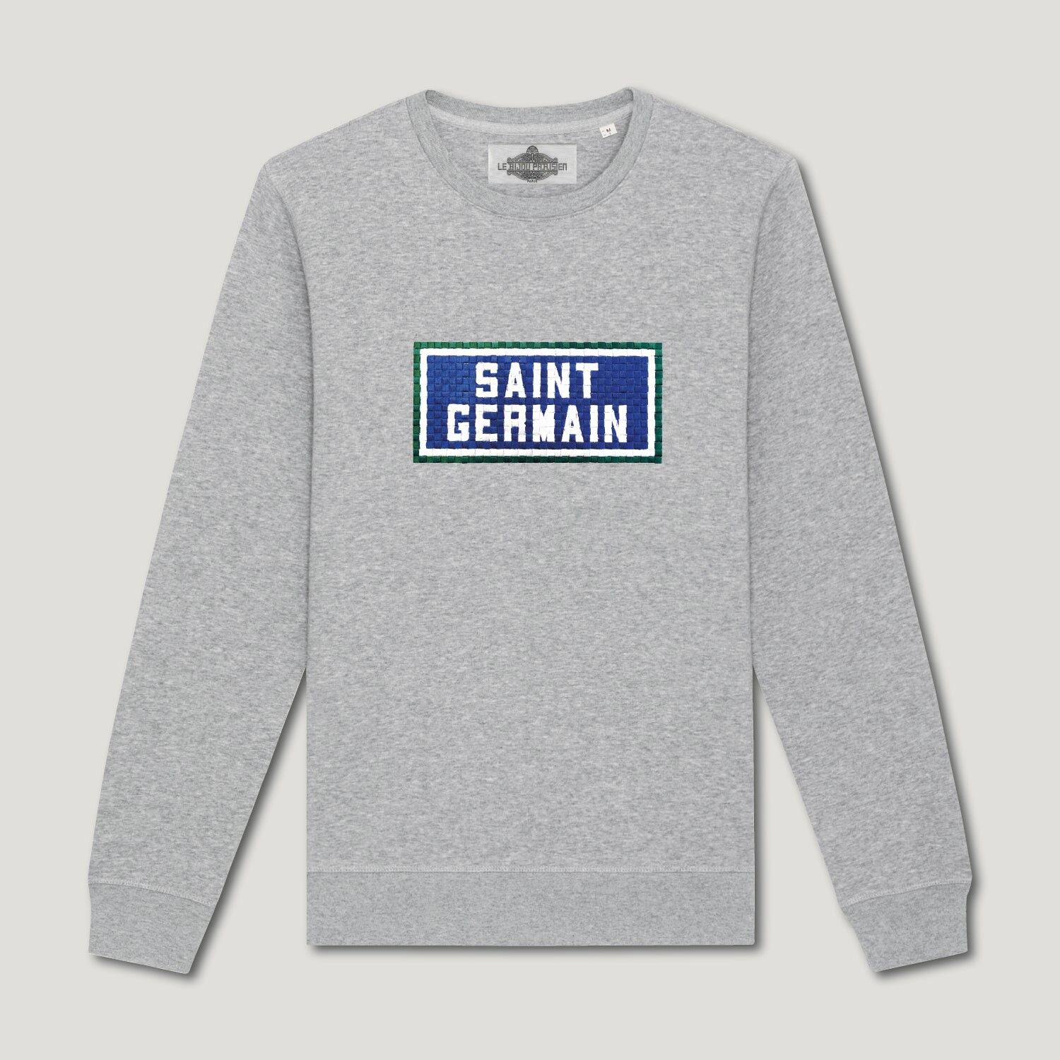 Embroidered Organic Cotton Sweatshirt - Saint Germain - Grey