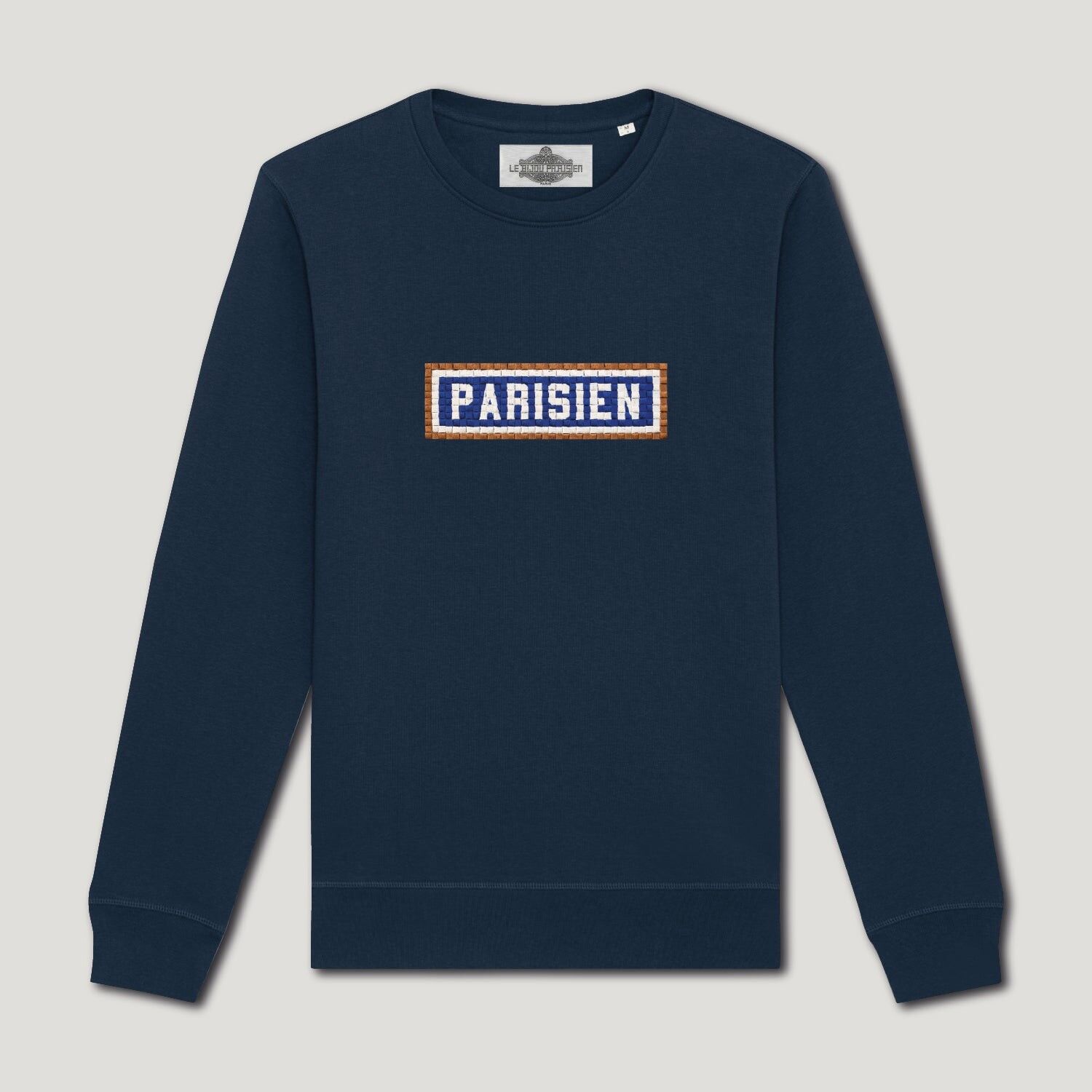 Embroidered Organic Cotton Sweatshirt - Parisian - Navy
