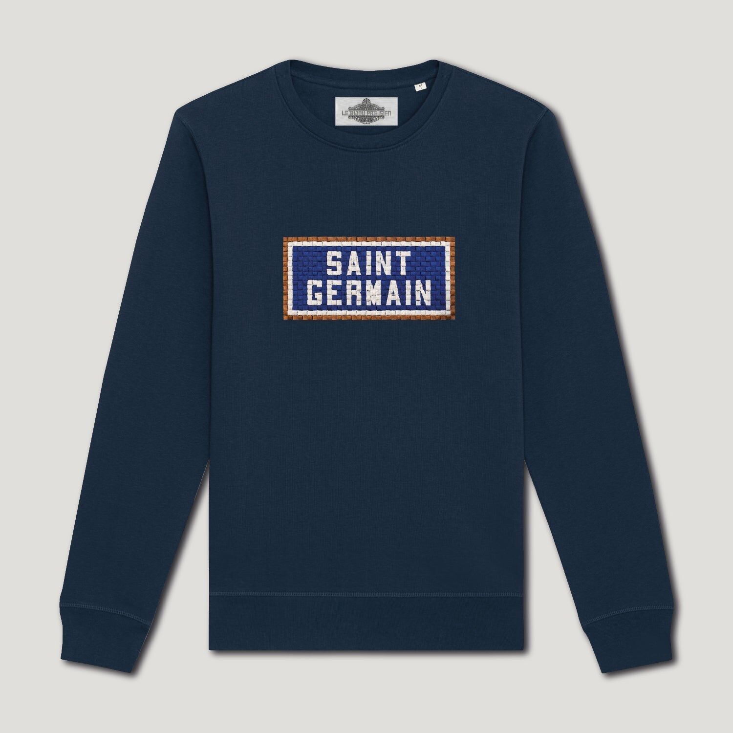 Embroidered Organic Cotton Sweatshirt - Saint Germain - Navy