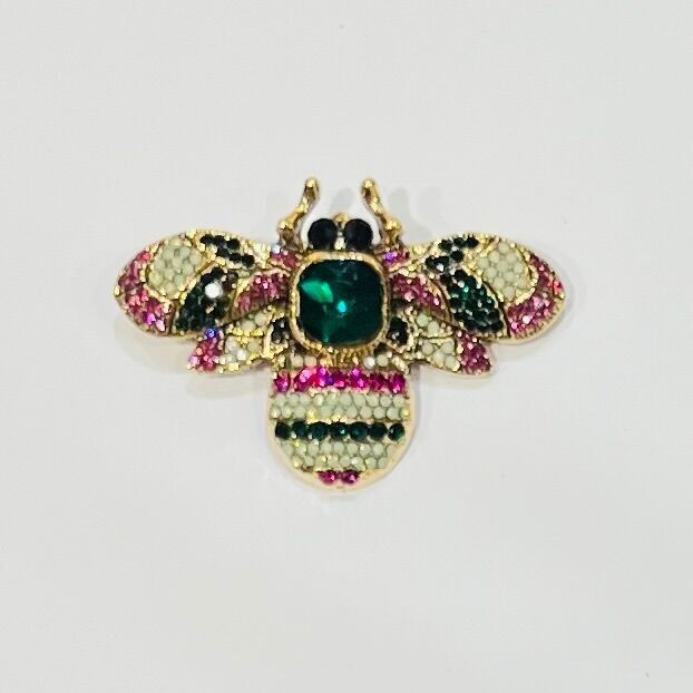 Bee motif brooch set with colorful rhinestones