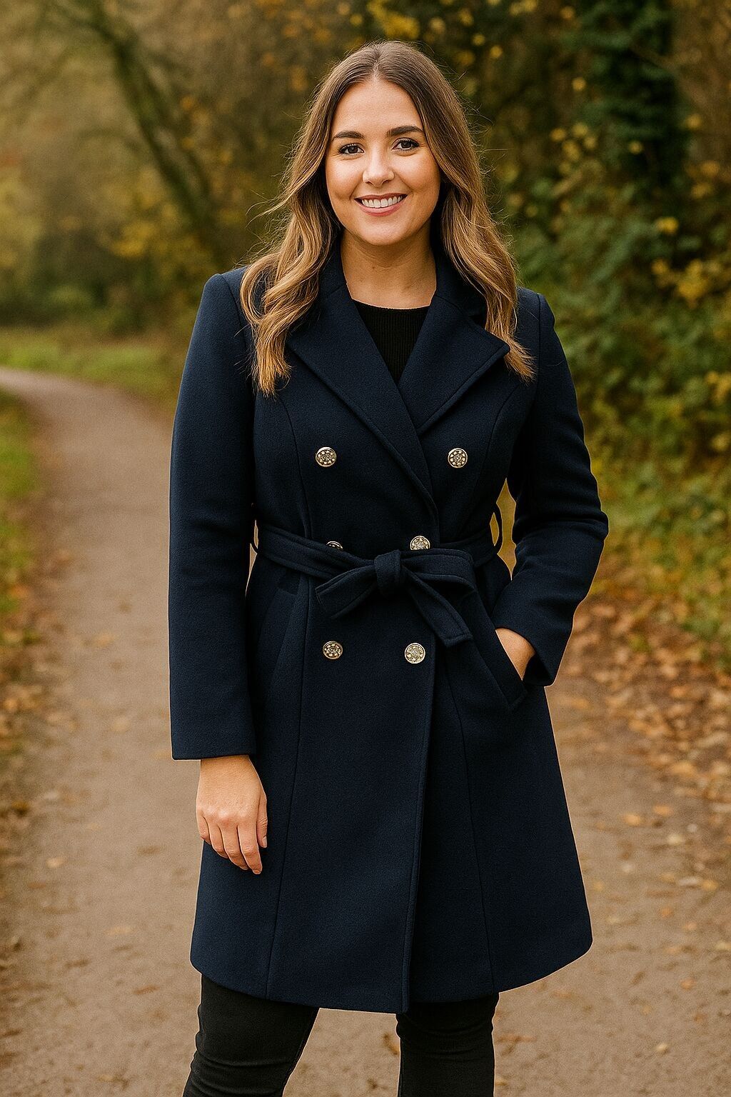 Trench con bottoni dorati