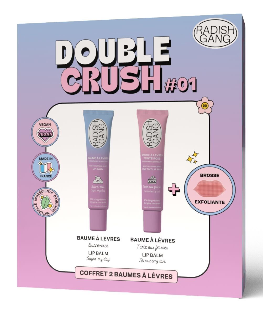 Coffret lèvres DOUBLE CRUSH #01 - 2 baumes à lèvres transparent + rose