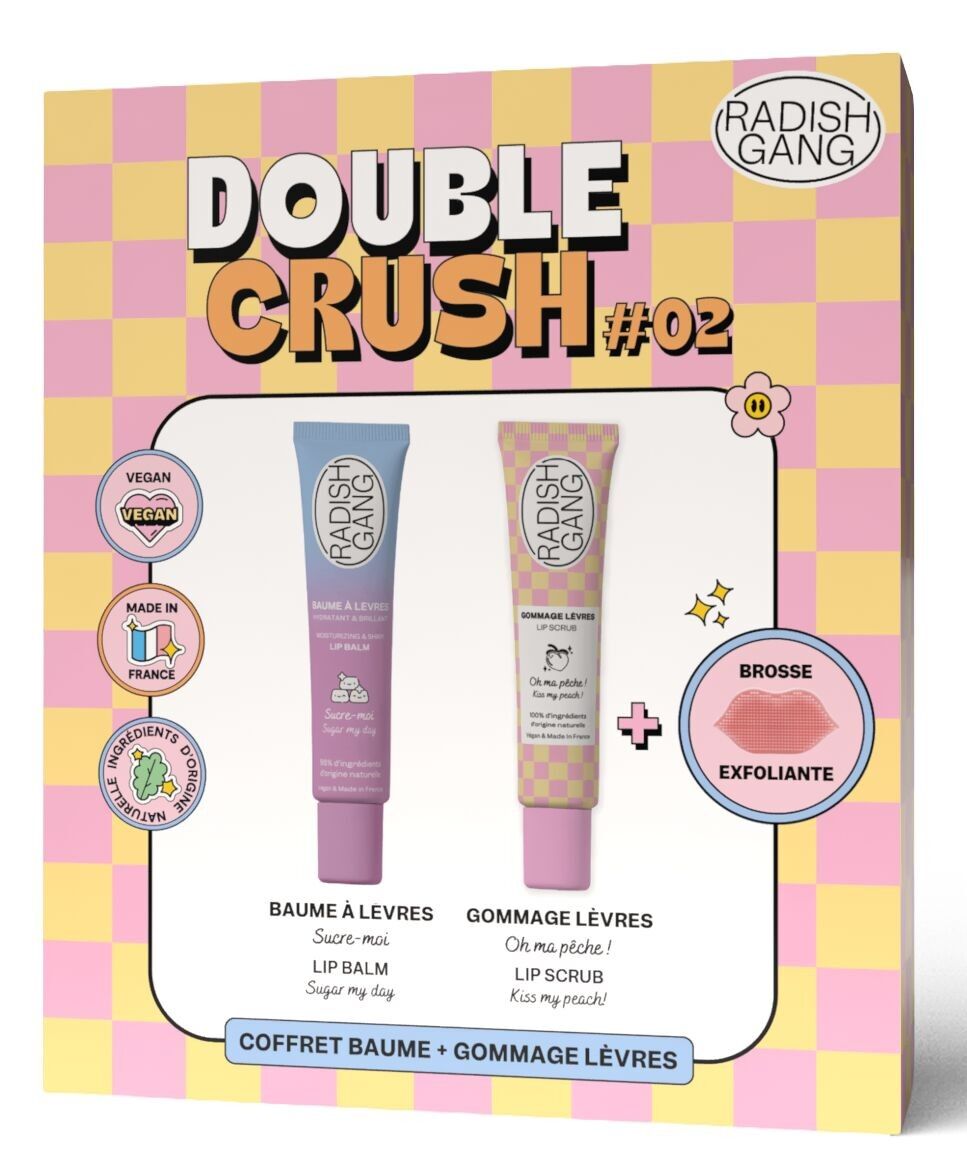 Coffret lèvres DOUBLE CRUSH #02 - 1 baume transparent + 1 gommage pêche