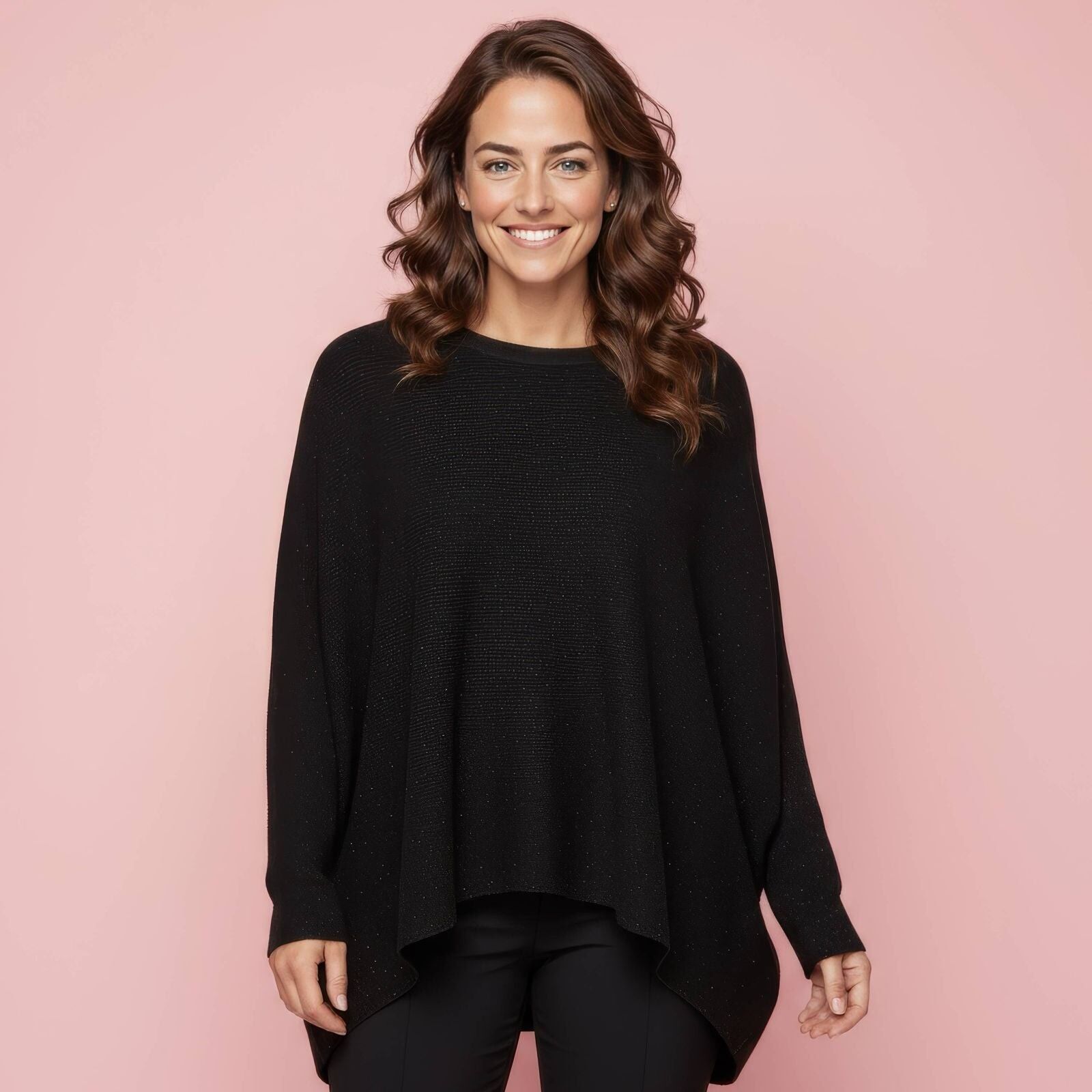 Maglione in maglia lurex scintillante High Low