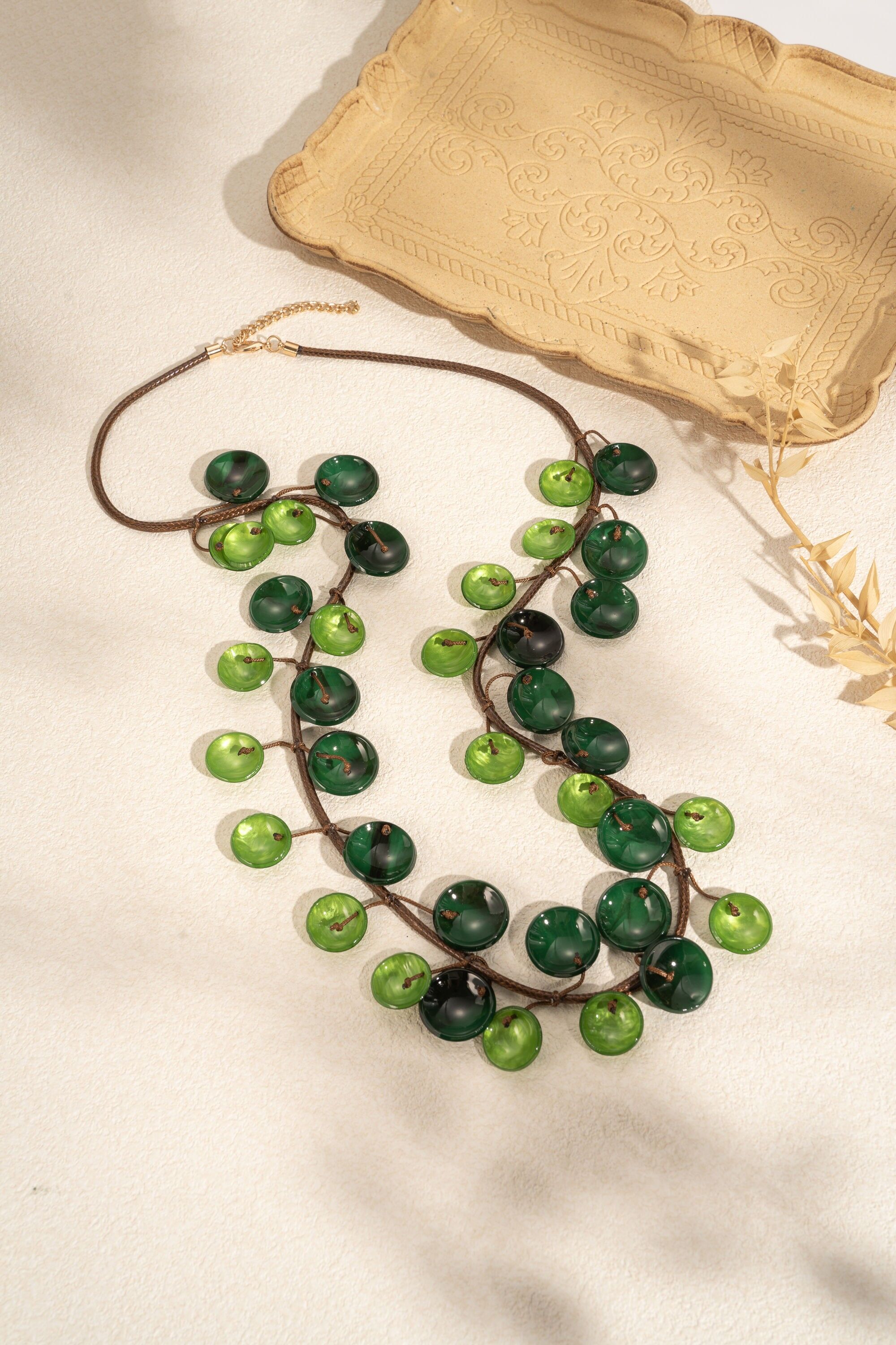 Collana in resina marmorizzata naturale bohémien chic