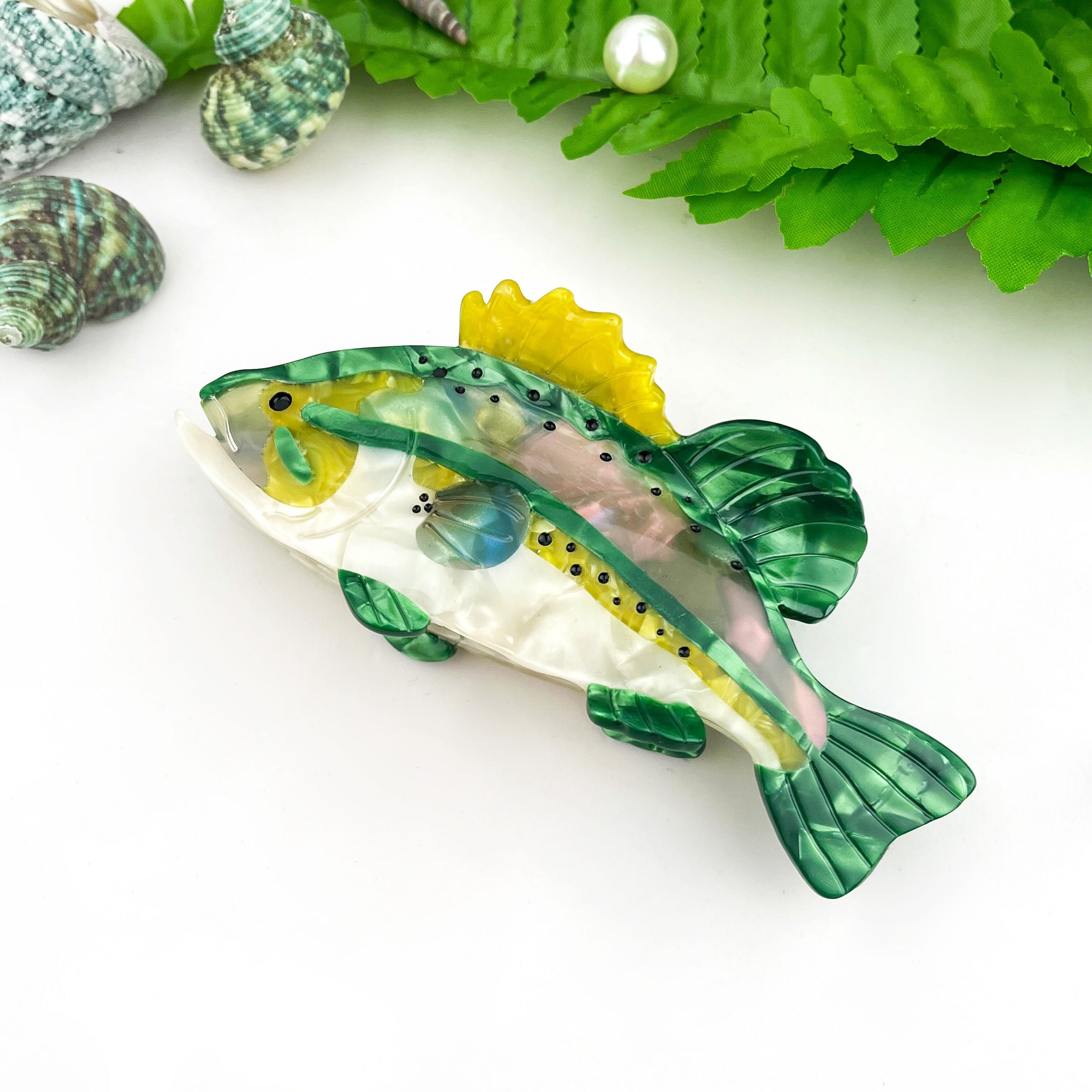 🐟Grüne Haarspange aus Bassacetat – Lebendiges, vom Ozean inspiriertes Haaraccessoire