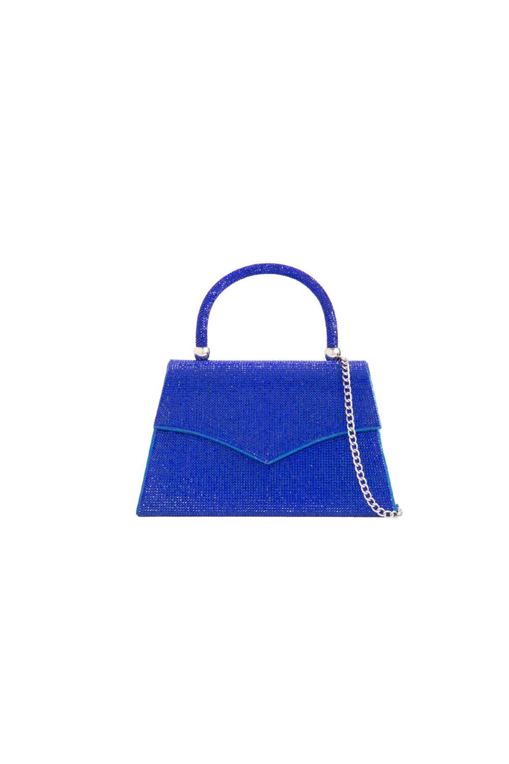 Borsa con manico superiore in diamante blu reale