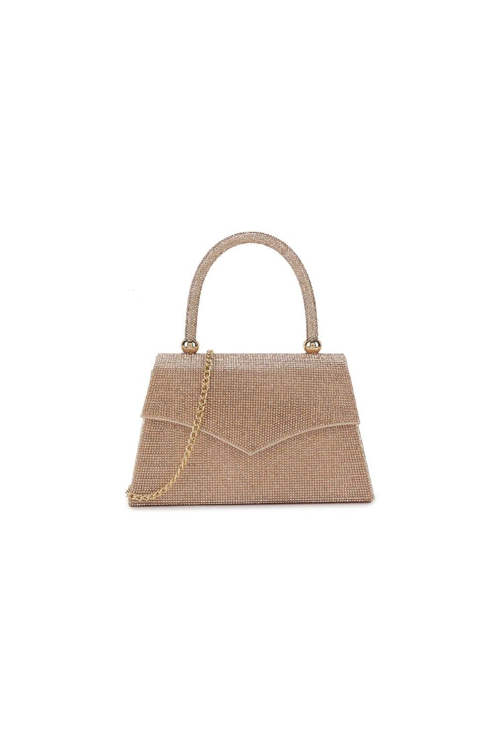 Borsa con manico superiore in diamante oro rosa