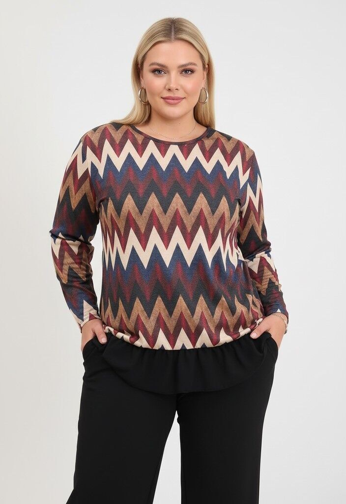 Blusa roja de talla grande con estampado de lurex (T3369)