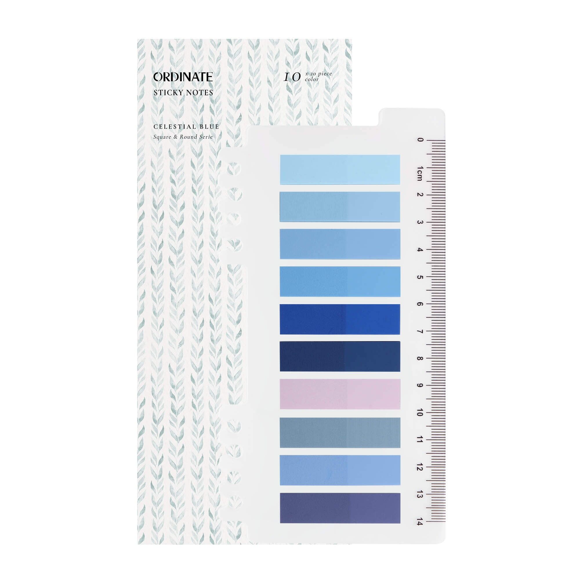 Celestial Blue | Ordinate Haftstreifen | Haftmarker Film | Sticky Notes |l Quadrat-Rund Serie l Haftmarker | Transparente Haftnotizen