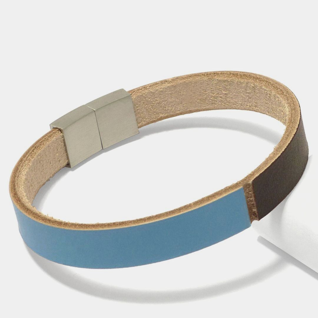 Leather Star FD36 – Herrenarmband zweifarbig Braun & Hellblau