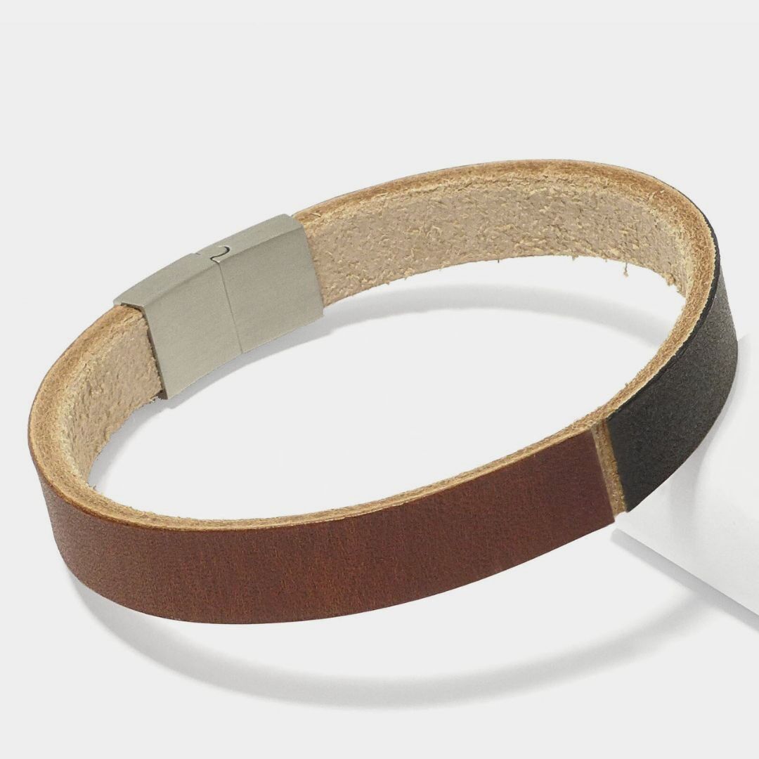 Leather Star FD37 – Lässiges Herrenarmband zweifarbig Cognac & Schwarz